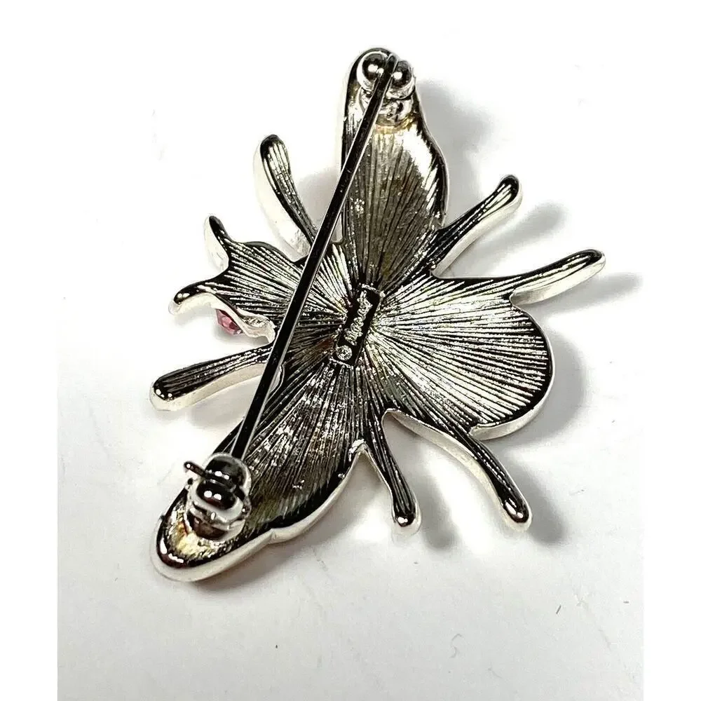 MONET Brooch Bug Multi Color Silver Tone Rhinestones Enamel